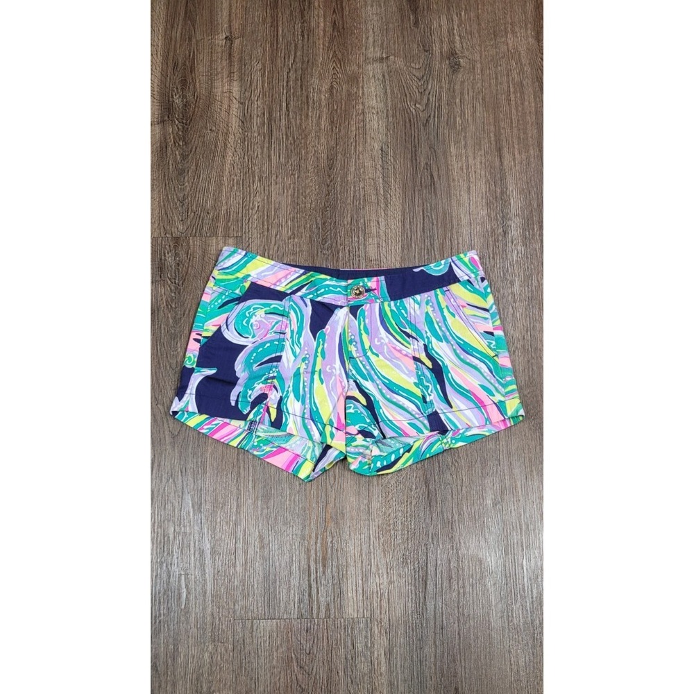Lilly Pulitzer The‎ Liana Short Womens 00 Navy Multicolor Print Cotton Preppy